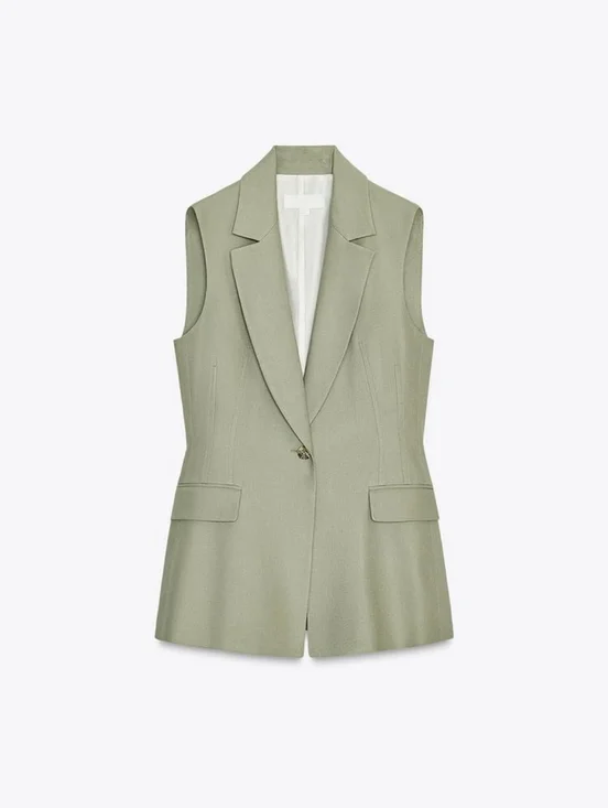 LINEN LONG VEST WITH STRAIGHT LEG LINEN PANTS SIZE XS/S - Picture 8 of 13